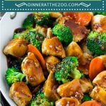 This honey garlic chicken stir fry recipe is full of chicken, broccoli and carrots, all coated in the easiest sweet and savory sauce.
